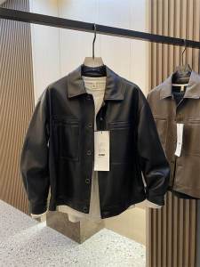 Áo Khoác Da Nam Dáng Ôm Cổ Bẻ Trẻ Trung Mùa Thu 2025 Áo Khoác Xe Máy Ngắn Thời Trang Có Nút Cài Màu Trơn