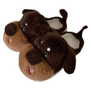 Thin Strip Stylish Ugly and Cute Dog Couple Fluffy Shoes Soft Bottom Casual Winter Men and Women Fashion Home Cotton Slippers