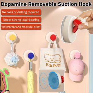 Suction Cup Hook Wall Mount Punch-Free Adhesive Hooks Strong Load-Bearing Detachable Home Storage Hanging Holder