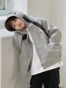 Boys Outwear 2024 Spring Clothes New Arrival Kids Zip-up Shirt Children and Teens Sweater Girls Outer Wear Western Style South Korea Childrens Clothing