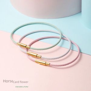 Gold Wired Macaron Charm Waterproof Steel Wire Hand Rope Women Can Wear Small Hole Fresh Half Finished Product Woven Leather Rope Hand Bracelet