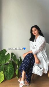 SANDANG JAYAA - Yura Batik Set Setelan Batik Wanita Terbaru Kekinian Outfit Lebaran Kondangan Trendy Cantik - Warna Merah dan Biru - Fashion By Batik Solo
