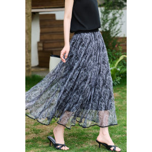 Misoshine | Pistachio Flower Lightweight Chiffon Skirt
