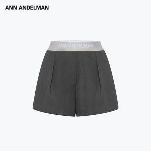 ANN ANDELMAN | Gray Logo Waistband Shorts with Webbing
