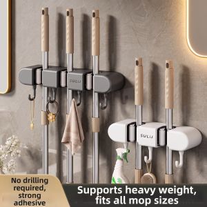 SHENYUAN | Drill-Free Adhesive Mop Broom Hanger