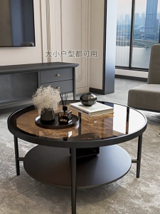 BALIKRUMAH Nordic Round Glass Coffee Table Dining Room And Living Room Home Use Rock Plate Tea Table Modern Living Room Table Meja Kopi Bulat 圆形茶几