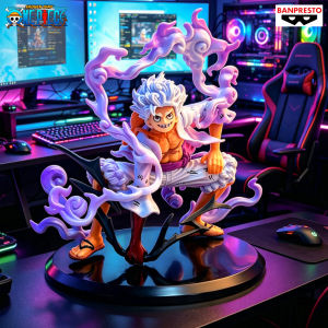 Bandai | 18cm One Piece Fifth Gear Sun God Nika Luffy Bandai Squatting Figure Anime Peripheral Model Ornament Trendy Collectible Toy