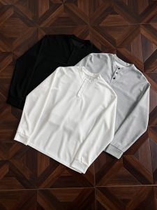 WUKONGYOUHUO | Áo Thun Cổ Henley Tay Dài Form Rộng