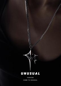 Y2K สร้อยคอสองชั้นลายดวงดาวกางเขน สำหรับทุกเพศ