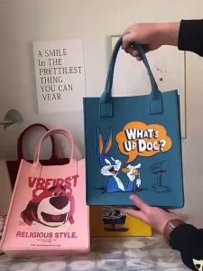 EMS fashion Cute Cartoon Korean Tote Bag Felt Handbag Tote For Girl Cute Kids Bag goodfor school