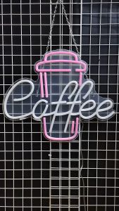 Coffee ขนาด 50 x 40 x 2 cm ป้ายไฟนีออน หน้าร้าน ป้ายไฟตัวอักษร ตกแต่งหน้าร้าน สร้างความโดดเด่นให้ร้านคุณ