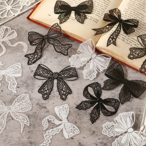 Black and white lace Decor 20 pcs PET Stickers pack Collage Junk Journal DIY Scrapbooking Self Adhesive Creative Diary Stickers