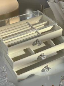 Jewelry Storage Box Large Capacity Exquisite Flannel Finishing Box Earrings Ear Stud and Ring Bracelet Necklace Anti-Oxidation Box