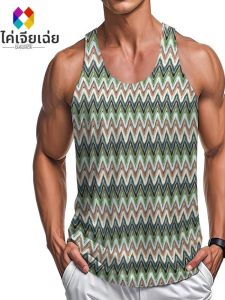 เสื้อกั๊กแขนกุดชายหลวมๆ ฤดูร้อน 2025 ทรงหลวม ผ้าโพลีเอสเตอร์ ทรงตรง ดีไซน์ลายทางสีบล็อก ทรงเข้ารูป แฟชั่นลำลอง