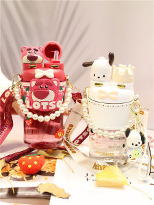 Sanrio Melody Cup with Straw Girls Good-looking Double Drinks Cup Summer Cute High Temperature Resistant Portable Water Cup