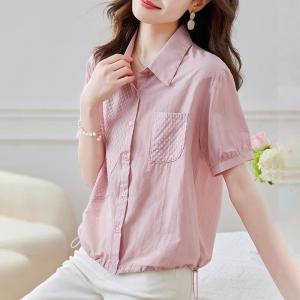Ladies Cotton Linen Shirt Short Sleeve Fashionable Top And Bottom Set Summer 2024 Extraku Brand Stylish Comfortable Two-Piece Suit