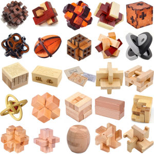 Batch Adult and Children Wood Wooden Dismantling Intelligence Toy Assembled Burr Puzzle Burr Puzzle Set Magical Dragon Waving Its Tail