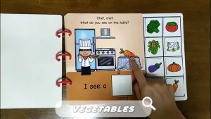 Vegetables Vocabulary SENTENCE BUILDING Interactive Book Busy Book Quiet Book English Story Book for Kids  Language Development Early Learning