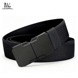 LouisWill Mens Belts High Elastic Nylon Belt Automatic Buckle Breathable Belt Outdoor Trendy Utility Waist Belts 120cm Adjustable Length Scratch Resistant Belts Casual Belt for Men Vintage Jeans Belt for Men