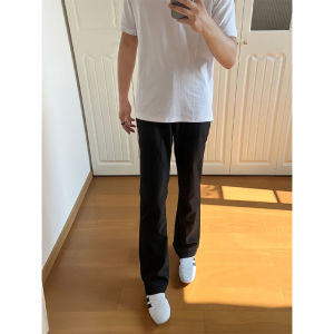 Quần Ống Loe Màu Đen Cho Nam Quần Ống Đứng Cạp Cao Phong Cách Đường Phố Quần Ống Thẳng Ôm Vừa Vặn Quần Ống Thẳng