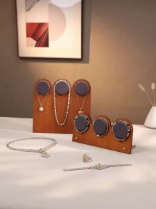 Oirlv | Oirlv Wooden Necklace Display Stand 3-Slot Pendant Jewelry Organizer Rack Counter Necklace Bracelet Display Prop For JewelryShop
