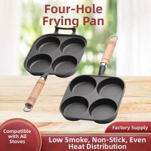 Four-holed Cast Iron Skillet No-coating