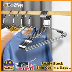 [5PCS] Worthbuy Clothes Hanger Stainless Steel Bold Flat Strip Hanger Extra Thick Heavy Duty Hanger Penyangkut Baju