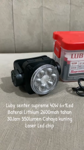 LUBY L-2935L Senter Kepala Led 40Watt Battery 2600Mah Tahan Hingga 30Jam Indikator Baterai Kuning