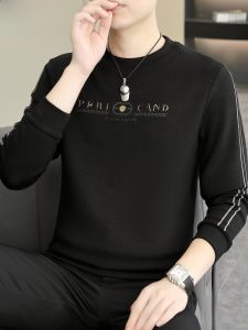 HENGYUANXIANG | High-End Round Neck Sweatshirt Mens Long Sleeve T-Shirt Base Layer Casual Fashionable Autumn Top Quality Polyester Blend