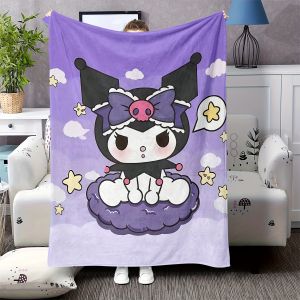 Sanrio | Purple Kuromi Flannel Blanket 2D Single Print Cute Breathable Durable Couch Bed Living Room Bedroom Home Decor Daily Use Blanket