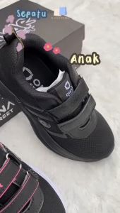 Onar Street - Sepatu Sekolah Anak Perempuan Laki Laki Hitam Putih Perekat Kode B-08