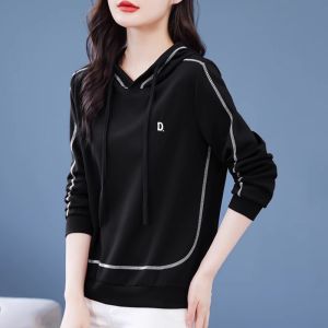 Elegant Stylish Winter Loose Long Sleeve Black Hoodie