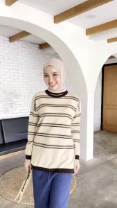 Harumi Blouse Mayoutfit | Sweater Rajut Wanita Motif Stripe