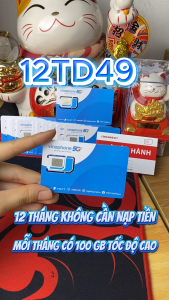 ( ĐẠI LÝ CẤP 1 ) Sim 5G Vinaphone Trọn Gói 1 Năm 12TD49  Tặng 100GB/Tháng = 1200GB/1 Năm Data Tốc Độ cao Không Giới Hạn Trong Ngày Dùng Mạng Thả Ga  . FREESHIP - CHƯA KÍCH HOẠT