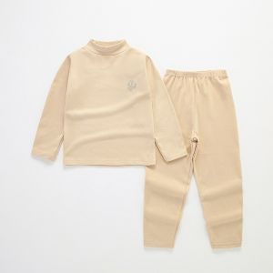 ชุดนอนชุดเสื้อ + กางเกง 2 ชิ้นชุดนอน Beige ฤดูใบไม้ร่วงชายชุดชั้นในชุดการ์ตูนพิมพ์เด็กสาววัยรุ่นเสื้อผ้า