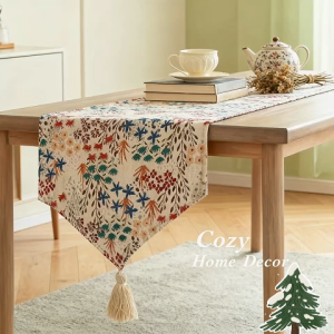 Retro Table Runner Tablecloth Milan Pastoral Garden American Jacquard Texture Classic Cover For 6/8/10/12 Seats Dining Coffee Table TV Cabinet Sideboard Tablecloth