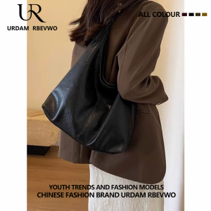 American Retro College Style Large Capacity Womens Shoulder Tote Bag Summer New Loose Feel PU Leather Soft Handbag