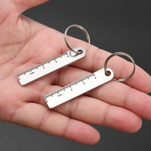 High Quality Portable Stainless Steel Mini Ruler Anti-Lost Small Metal Ruler with Keychain Mini Straight Ruler School