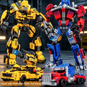 JIFANPAUL | Đồ Chơi Xe Hơi Biến Hình Robot 2-trong-1 Mô Hình Xây Dựng Khối Lập Phương