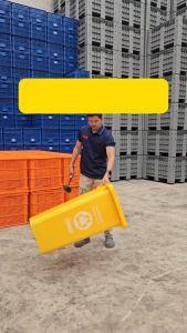 LWN LIFE ถังขยะมีล้อ มีฝาปิด 120 ลิตร ถังขยะเทศบาล ฟรีสกรีน ชื่อองค์กร สีน้ำเงิน พร้อมส่ง