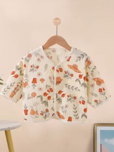 Korean Style Baby Girl Summer Clothes Thin Cotton Gauze Open Cardigan Home Clothes Newborn Babies Soft Breathable Comfortable