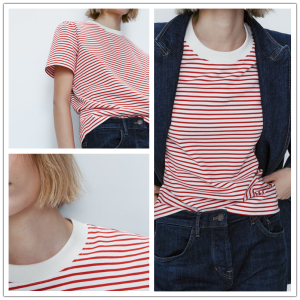 Slim Fit Striped Cotton T-Shirt Womens Summer New Style Casual round Neck Short Sleeve Fashion Commute Classic Pattern