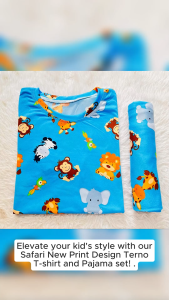 SAFARI PRINT DESIGN TERNO T-SHIRT AND PAJAMA FOR KIDS