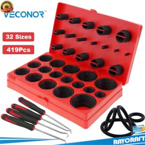Grosir Altan Karet Rubber O Ring Universal Seal Tightening 419 PCS  Red  Assorted Rubber O Rings Kit Sealing Gasket Washer O Rings for Auto Repair Professional Plumbing Air or Gas Connections Raycraft Keren