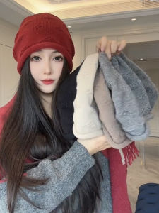Korean Style Drawstring Bucket Hat Womens Autumn Winter Warm Anti-Cold Head Cover Simple Versatile Cold Weather Cap