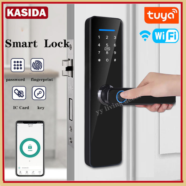 Ahfiwaso 5 In 1 Smart Biometric Fingerprint Door Knob With Passcode Numeric Keypad And IC Card And App Lock In Golden 27CPH003233 - The Home Depot
