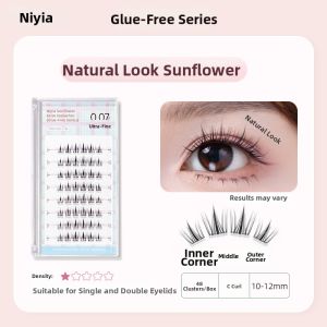 NILIYA | Self-Adhesive Sunflower-Style Segmented Lazy-Eye Beginner-Friendly Natural Looking Reusable False Eyelashes