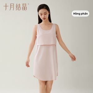 SHI YUE JIE JING | Đầm Cho Bầu Cho Con bú 100% Cotton Mùa Hè Thu