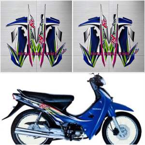 STIKER STRIPING LIS BODY HONDA SUPRA FIT LAMA 2003 2004 HITAM BIRU