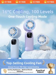 2025 New Handheld Mini Air Conditioner Ultra-High-Speed Powerful Cooling Desktop Neck Hanging Silent Charging Fan Outdoor Ice Relief Cooling Tool T2906